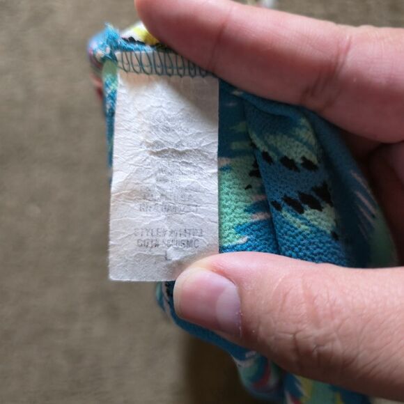 EUC Renee C. Galia Cami Tank Top Floral Blue Sleeveless Women's Large Flowy - Picture 7 of 7